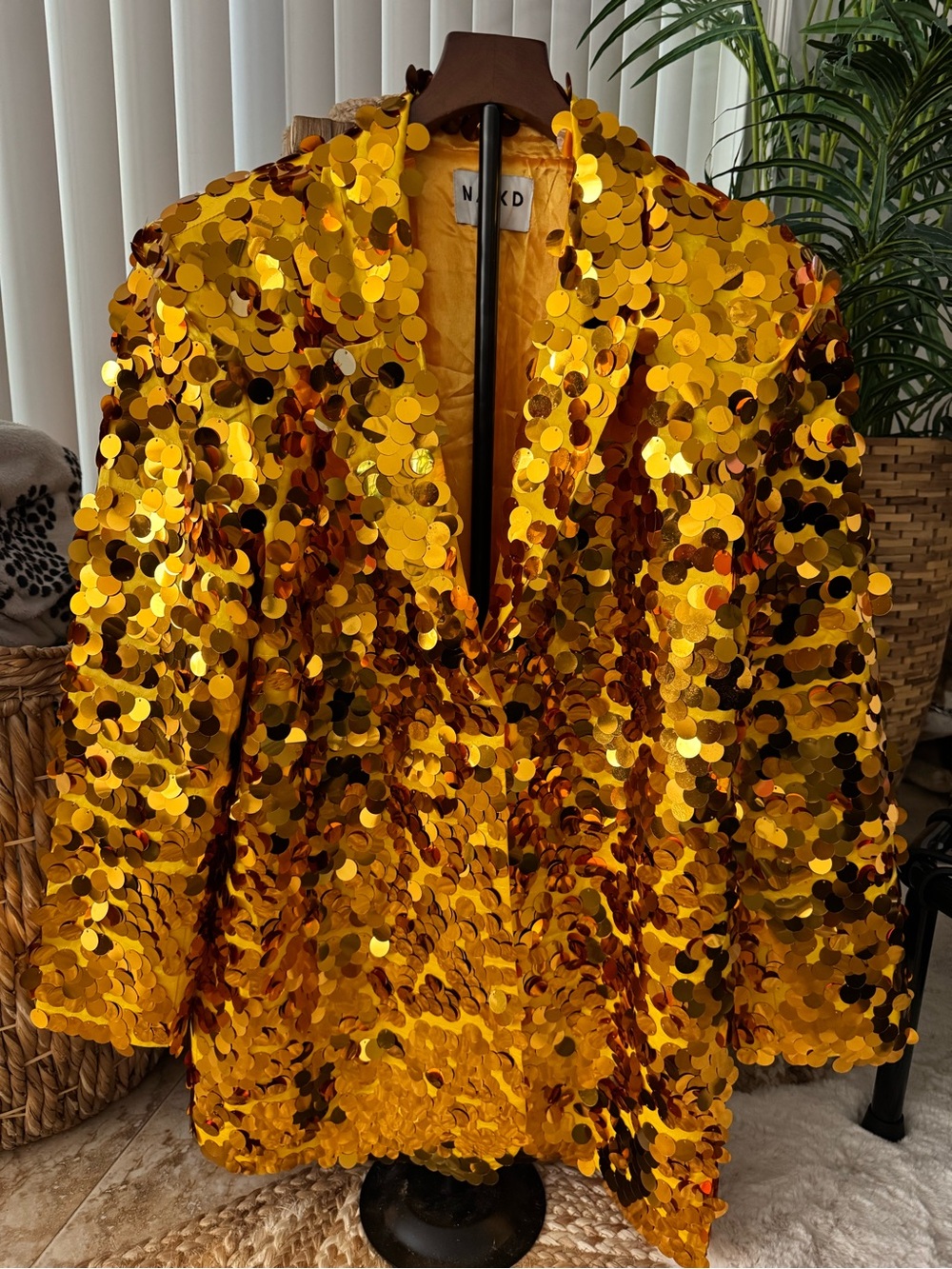 Gold large Sequin oversized Blazer